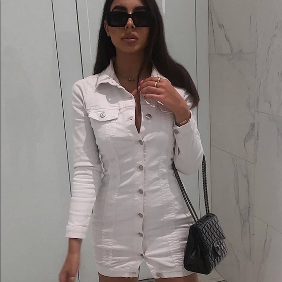 Sweet and Sassy White Button Front Shirt Dress - Picture 2 of 9